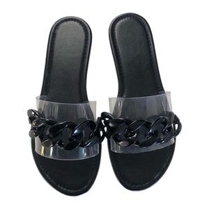 Ladies flat bottom buckle slippers SIZE 9.5us